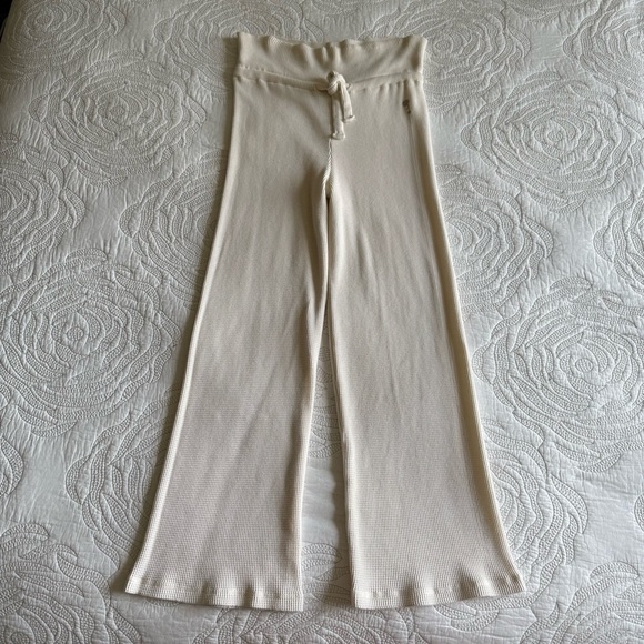 The Good Alma - Clary Sage Organic Cotton Lounge Waffle Pants - Cream - Picture 3 of 13